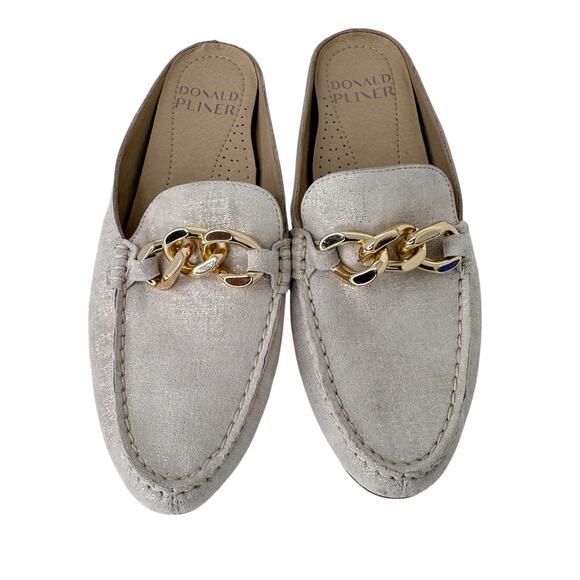 Donald Pliner Bless Chain Mule Shoes‎ Women Size 6.5 Cream Leather Slip-On - Picture 5 of 8